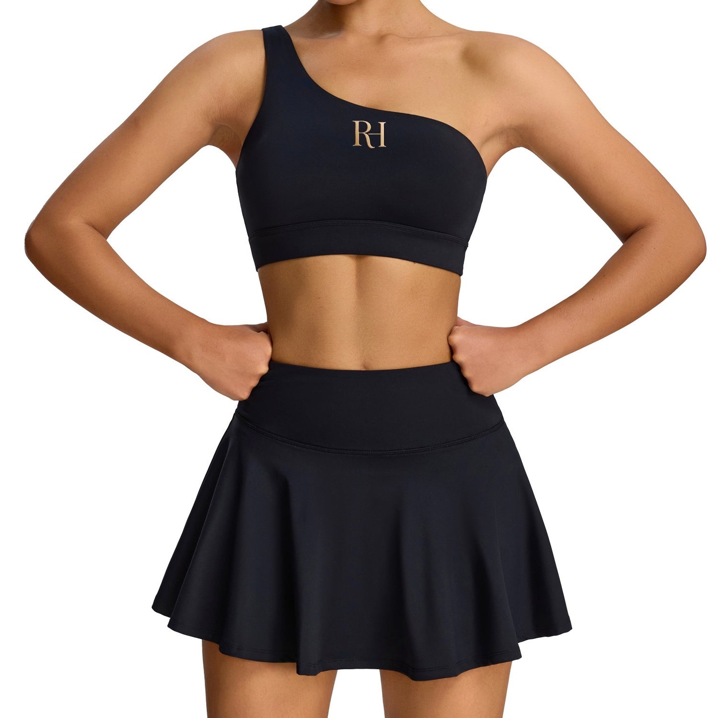 The Coastal Court One-Shoulder Active Set-Navy